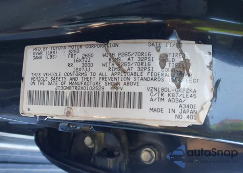 1999 Toyota 4Runner Limited V6 z USA, uszkodzony, nr VIN JT3GN87R2X0102529